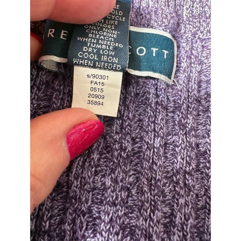Karen Scott Sweater Womens Size L Purple Heathered V-Neck Textured Knit - Picture 7 of 7